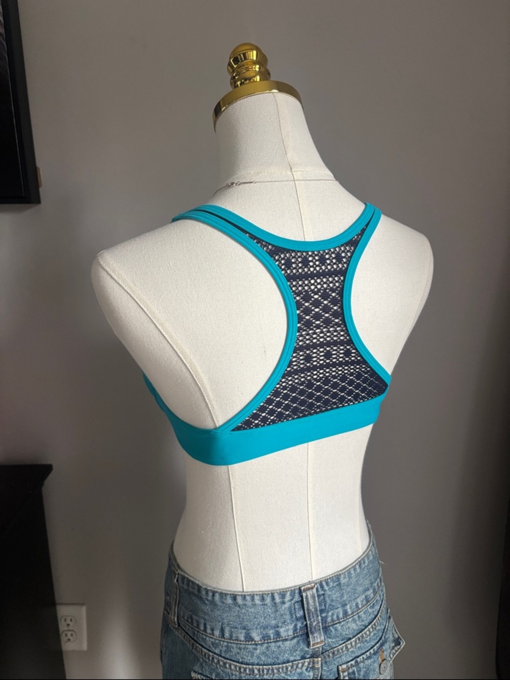 Aerie Turquoise & Navy Front-Close Bikini Top